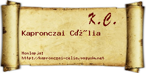 Kapronczai Célia névjegykártya