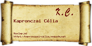 Kapronczai Célia névjegykártya